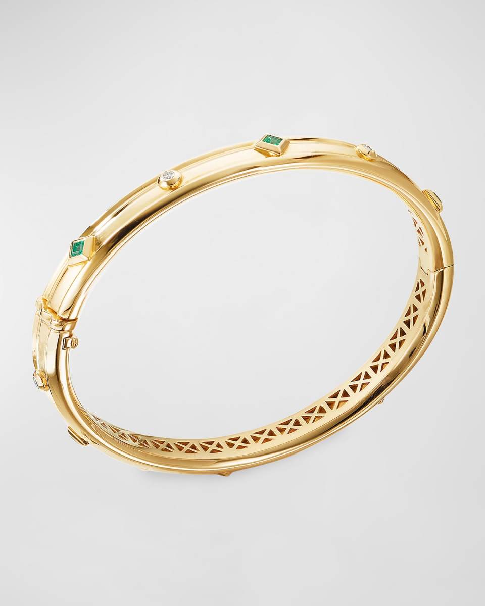 Modern Renaissance 18k Diamond & Emerald Bracelet, Size